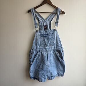 Vintage 90s Y2K Route 66 Overall Shorts Womens Large Blue Jean Denim Summer